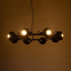 LINNYA 01219 Μοντέρνο Κρεμαστό Φωτιστικό Ανάρτηση Πολύφωτο 8 x E27 IP20 Μαύρο Μέταλλο – Μ78 x Π78 x Υ10cm