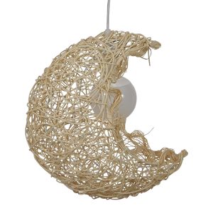 CRESCENT 01222 Vintage Κρεμαστό Φωτιστικό Φιγούρα Μονόφωτο 1 x E27 IP20 Μπεζ Σχοινί – Μ30 x Π20 x Υ35cm
