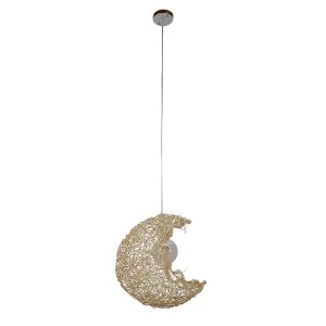 CRESCENT 01222 Vintage Κρεμαστό Φωτιστικό Φιγούρα Μονόφωτο 1 x E27 IP20 Μπεζ Σχοινί – Μ30 x Π20 x Υ35cm