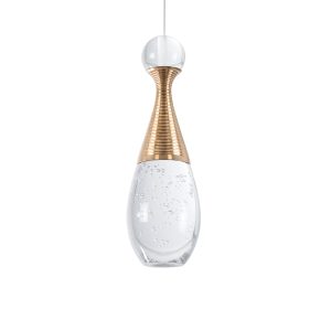 JADORE 01232 Μοντέρνο Κρεμαστό Φωτιστικό Ανάρτηση LED 5W 400lm 120°AC 220-240V IP20 Θερμό Λευκό 3000K Χάλκινο Μέταλλο με Διάφανο Γυαλί – Μ8 x Π8 x Υ26cm – 2 Χρόνια Εγγύηση