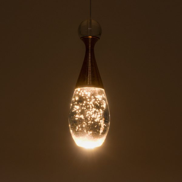 JADORE 01232 Μοντέρνο Κρεμαστό Φωτιστικό Ανάρτηση LED 5W 400lm 120°AC 220-240V IP20 Θερμό Λευκό 3000K Χάλκινο Μέταλλο με Διάφανο Γυαλί - Μ8 x Π8 x Υ26cm - 2 Χρόνια Εγγύηση - Image 2
