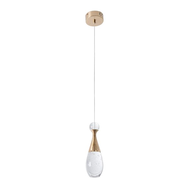 JADORE 01232 Μοντέρνο Κρεμαστό Φωτιστικό Ανάρτηση LED 5W 400lm 120°AC 220-240V IP20 Θερμό Λευκό 3000K Χάλκινο Μέταλλο με Διάφανο Γυαλί - Μ8 x Π8 x Υ26cm - 2 Χρόνια Εγγύηση - Image 3