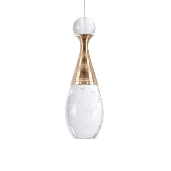JADORE 01232 Μοντέρνο Κρεμαστό Φωτιστικό Ανάρτηση LED 5W 400lm 120°AC 220-240V IP20 Θερμό Λευκό 3000K Χάλκινο Μέταλλο με Διάφανο Γυαλί - Μ8 x Π8 x Υ26cm - 2 Χρόνια Εγγύηση - Image 4