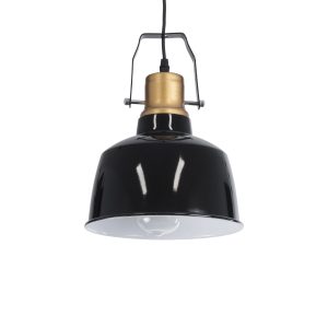 DEVOTA 01235 Vintage Κρεμαστό Φωτιστικό Καμπάνα Μονόφωτο 1 x E27 IP20 Μαύρο & Χρυσό Μέταλλο – Μ22 x Π22 x Υ30cm