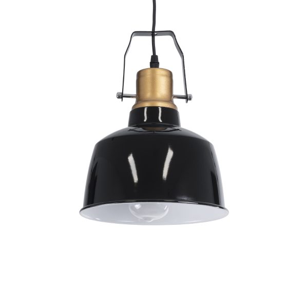 DEVOTA 01235 Vintage Κρεμαστό Φωτιστικό Καμπάνα Μονόφωτο 1 x E27 IP20 Μαύρο & Χρυσό Μέταλλο - Μ22 x Π22 x Υ30cm