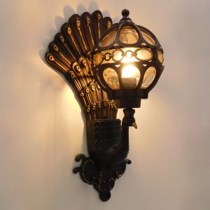 CORNELIA 01250 Vintage Επιτοίχιο Φωτιστικό Απλίκα Μονόφωτο 1 x E27 IP20 Καφέ & Χρυσό Μέταλλο με Μελί Γυαλί – Μ20 x Π32 x Υ55cm