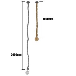 ROPE 01278 Vintage Κρεμαστό Φωτιστικό Ανάρτηση Μονόφωτο 1 x E27 IP20 Μπεζ Σχοινί – Μ3.5 x Π3.5 x Y100cm