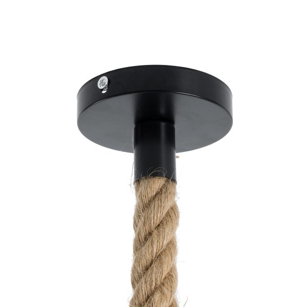 ROPE 01278 Vintage Κρεμαστό Φωτιστικό Ανάρτηση Μονόφωτο 1 x E27 IP20 Μπεζ Σχοινί - Μ3.5 x Π3.5 x Y100cm - Image 5