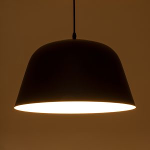 UPVALE 01281 Μοντέρνο Κρεμαστό Φωτιστικό Καμπάνα Μονόφωτο 1 x E27 IP20 Μαύρο & Λευκό Μέταλλο – Μ40 x Π40 x Υ24cm