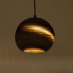 SANTORINI 01288 Boho Κρεμαστό Φωτιστικό Μπάλα Μονόφωτο 1 x E27 IP20 3D Καφέ Χαρτί – Μ20 x Π20 x Y16cm