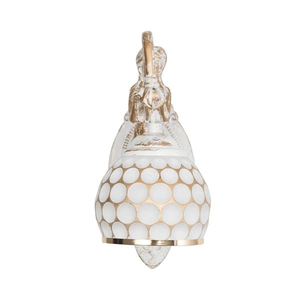 MERMAID 01317 Vintage Επιτοίχιο Φωτιστικό Απλίκα Μονόφωτο 1 x E27 IP20 Λευκό Γυαλί με Λευκό & Χρυσό Μέταλλο - Μ28 x Π14 x Υ24cm - Image 3