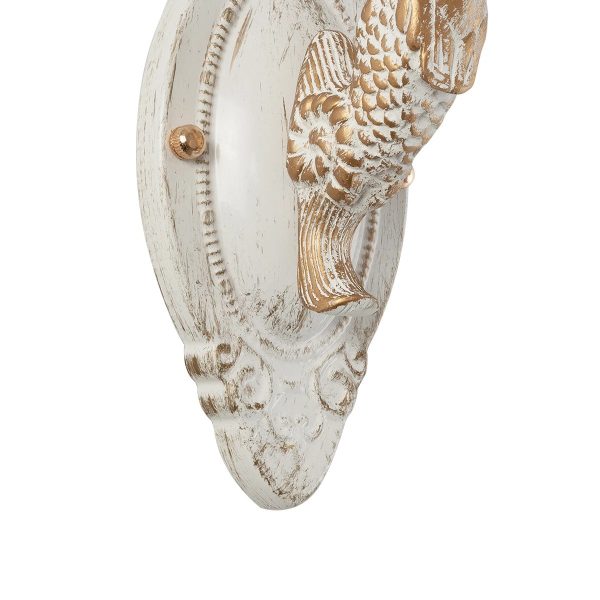 MERMAID 01317 Vintage Επιτοίχιο Φωτιστικό Απλίκα Μονόφωτο 1 x E27 IP20 Λευκό Γυαλί με Λευκό & Χρυσό Μέταλλο - Μ28 x Π14 x Υ24cm - Image 5