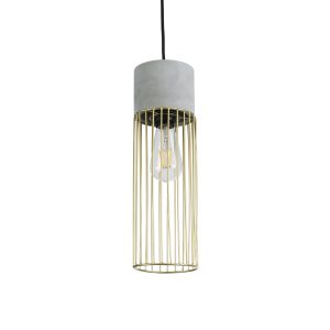DURANT 01322 Μοντέρνο Κρεμαστό Φωτιστικό Πλέγμα Μονόφωτο 1 x E27 IP20 Γκρι Τσιμέντο με Μπεζ Μέταλλο – Μ12 x Π12 x Υ40cm