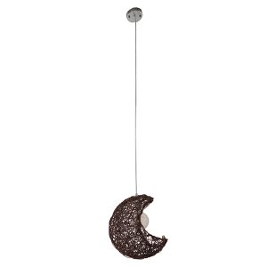 CRESCENT 01330 Vintage Κρεμαστό Φωτιστικό Πλέγμα Μονόφωτο 1 x E27 IP20 Καφέ Rattan – Μ30 x Π20 x Υ35cm