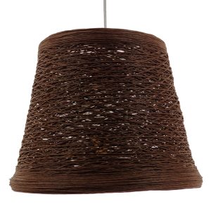 PLAYROOM 01333 Vintage Κρεμαστό Φωτιστικό Καπέλο Μονόφωτο 1 x E27 IP20 Καφέ Rattan – Μ32 x Π32 x Υ27cm