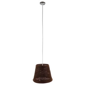 PLAYROOM 01333 Vintage Κρεμαστό Φωτιστικό Καπέλο Μονόφωτο 1 x E27 IP20 Καφέ Rattan – Μ32 x Π32 x Υ27cm