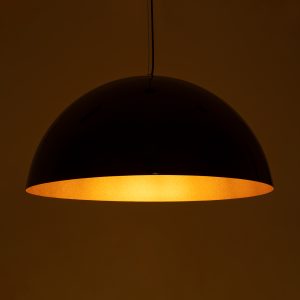DIADEMA 01342 Μοντέρνο Κρεμαστό Φωτιστικό Καμπάνα Μονόφωτο 1 x E27 IP20 Μαύρο & Χρυσό Μέταλλο – Μ60 x Π60 x Υ30cm