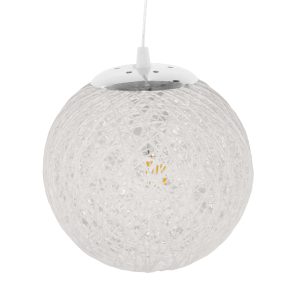 OCEANA 01355 Boho Κρεμαστό Φωτιστικό Μπάλα Μονόφωτο 1 x E27 IP20 Λευκό Σχοινί – Μ20 x Π20 x Υ20cm