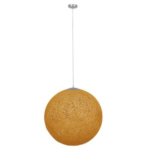 OCEANA 01361 Boho Κρεμαστό Φωτιστικό Μπάλα Μονόφωτο 1 x E27 IP20 Μπεζ & Χρυσό Σχοινί – Μ60 x Π60 x Υ60cm