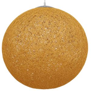 OCEANA 01361 Boho Κρεμαστό Φωτιστικό Μπάλα Μονόφωτο 1 x E27 IP20 Μπεζ & Χρυσό Σχοινί – Μ60 x Π60 x Υ60cm