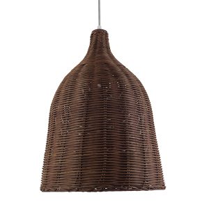 BAHAMAS 01367 Boho Κρεμαστό Φωτιστικό Καμπάνα Μονόφωτο 1 x E27 IP20 Καφέ Ξύλο – Μ30 x Π30 x Υ40cm