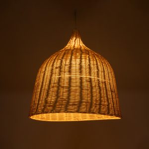 BAHAMAS 01370 Boho Κρεμαστό Φωτιστικό Καμπάνα Μονόφωτο 1 x E27 IP20 Μπεζ Ξύλο – Μ60 x Π60 x Υ60cm