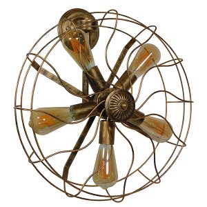 FAN 01381 Vintage Επιτοίχιο Φωτιστικό Απλίκα Πολύφωτο 5 x E27 IP20 Μπρούτζινο Μέταλλο – Μ46 x Π22 x Υ46cm