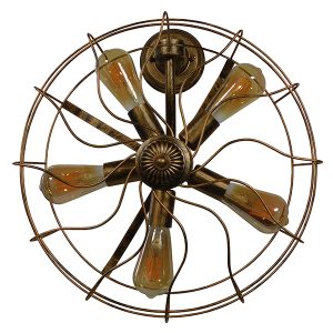 FAN 01381 Vintage Επιτοίχιο Φωτιστικό Απλίκα Πολύφωτο 5 x E27 IP20 Μπρούτζινο Μέταλλο – Μ46 x Π22 x Υ46cm