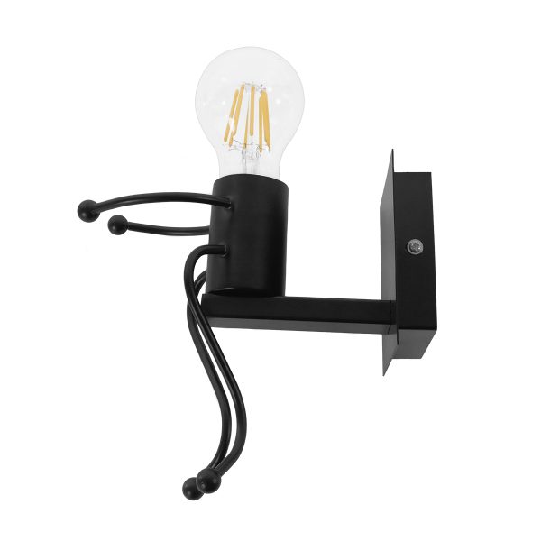FIGURE 10001388 Μοντέρνο Επιτοίχιο Φωτιστικό Απλίκα Μονόφωτο 1 x E27 IP20 Μαύρο Μέταλλο - Μ12 x Π19 x Υ17cm - Image 2