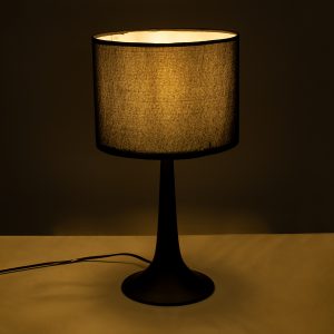 AMBROSIA 01394 Μοντέρνο Επιτραπέζιο Φωτιστικό Πορτατίφ Μονόφωτο 1 x E27 IP20 Μαύρο Μέταλλο με Μαύρο Ύφασμα – Μ25 x Π25 x Υ46cm