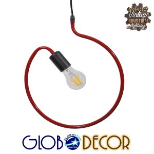 LIBBY 01095-1 Παιδικό Κρεμαστό Φωτιστικό Ανάρτηση Μονόφωτο 1 x E27 IP20 Κόκκινο Μέταλλο – Μ28 x Π28 x Υ16cm