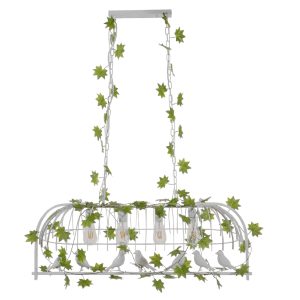 NEST 01403 Vintage Κρεμαστό Φωτιστικό Φιγούρα Πολύφωτο 4 x E27 IP20 Λευκό Μέταλλο με Πράσινο Πλαστικό – Μ103 x Π34 x Υ36.5cm