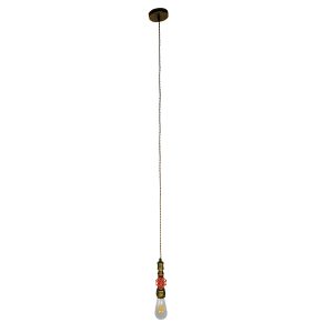 SPIGOT 01413 Vintage Κρεμαστό Φωτιστικό Ανάρτηση Μονόφωτο 1 x E27 IP20 Χάλκινο & Κόκκινο Μεταλλο – Μ5 x Π5 x Y20cm