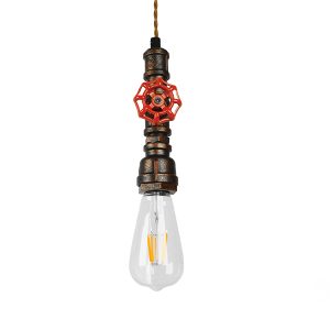 SPIGOT 01414 Vintage Κρεμαστό Φωτιστικό Ανάρτηση Μονόφωτο 1 x E27 IP20 Καφέ & Κόκκινο Μέταλλο – Μ5 x Π5 x Y20cm