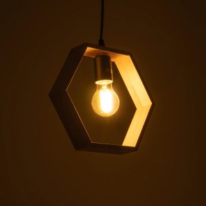 ELISE 01429 Μοντέρνο Κρεμαστό Φωτιστικό Οροφής Μονόφωτο 1 x E27 IP20 Μπεζ Ξύλο – Μ26 x Π8 x Υ25cm