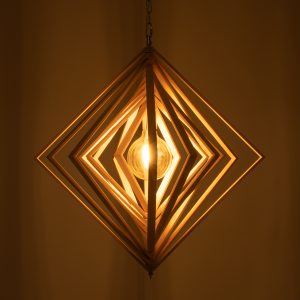 OCTAVE 01431 Μοντέρνο Κρεμαστό Φωτιστικό Οροφής Μονόφωτο 1 x E27 IP20 Μπεζ Ξύλο – Μ64 x Π64 x Y66cm