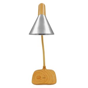 DRAPER 01438 Επιτραπέζιο Φωτιστικό Πορτατίφ LED 6W 500lm 360° DC 5V IP20 Φυσικό Λευκό 4500K Dimmable Μπεζ Ξύλο με Ασημί Μέταλλο – Μ10 x Π14 x Υ33cm – 2 Xρόνια Εγγύηση