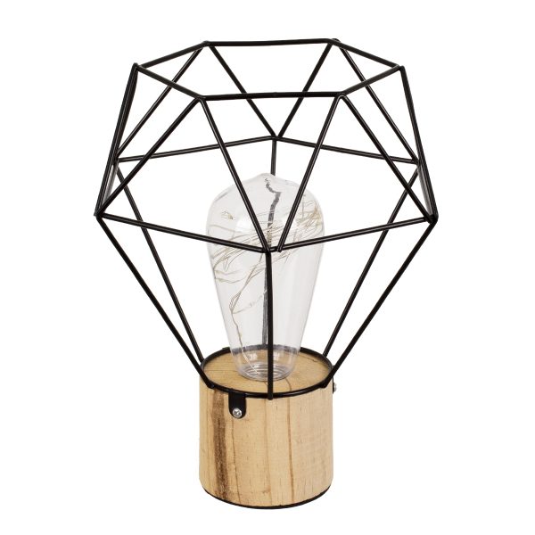ANTLER 01441 Επιτραπέζιο Φωτιστικό Πορτατίφ LED -W -lm -° DC 5V IP20 Θερμό Λευκό 3000K Μαύρο Μέταλλο με Μπεζ Ξύλο - Μ19 x Π19 x Υ23cm - 2 Xρόνια Εγγύηση - Image 4