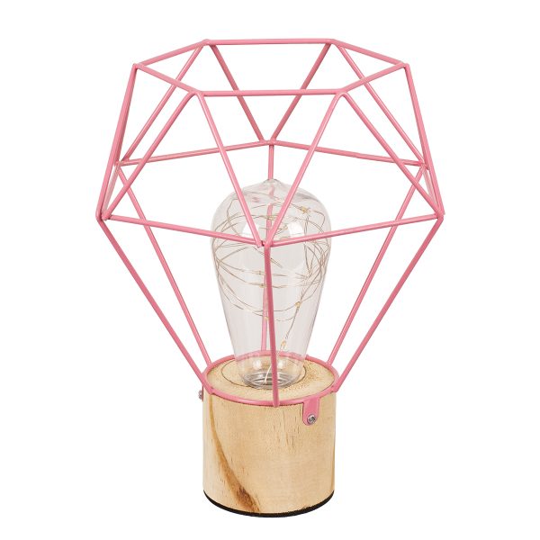 ANTLER 01442 Επιτραπέζιο Φωτιστικό Πορτατίφ LED -W -lm -° DC 5V IP20 Θερμό Λευκό 3000K Ροζ Μέταλλο με Μπεζ Ξύλο - Μ19 x Π19 x Υ23cm - 2 Xρόνια Εγγύηση - Image 4