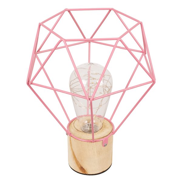 ANTLER 01442 Επιτραπέζιο Φωτιστικό Πορτατίφ LED -W -lm -° DC 5V IP20 Θερμό Λευκό 3000K Ροζ Μέταλλο με Μπεζ Ξύλο - Μ19 x Π19 x Υ23cm - 2 Xρόνια Εγγύηση - Image 5