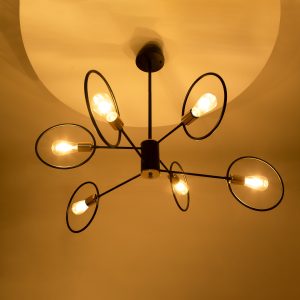 NEXUS 01446 Μοντέρνο Φωτιστικό Οροφής Πλέγμα Πολύφωτο 6 x E27 IP20 Μαύρο & Χάλκινο – Μέταλλο Μ105 x Π105 x Υ70cm