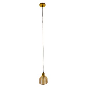 SEGRETO 01448 Vintage Κρεμαστό Φωτιστικό Μονόφωτο Καμπάνα 1 x E27 IP20 Φιμέ Χρυσό Γυαλί με Χρυσό Μέταλλο – Μ14 x Π14 x Υ18cm
