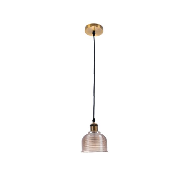 SEGRETO 01448 Vintage Κρεμαστό Φωτιστικό Μονόφωτο Καμπάνα 1 x E27 IP20 Φιμέ Χρυσό Γυαλί με Χρυσό Μέταλλο - Μ14 x Π14 x Υ18cm - Image 3