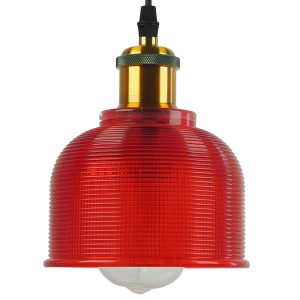 SEGRETO 01450 Vintage Κρεμαστό Φωτιστικό Μονόφωτο Καμπάνα 1 x E27 IP20 Κόκκινο Γυαλί με Χρυσό Μέταλλο – Μ14 x Π14 x Υ18cm