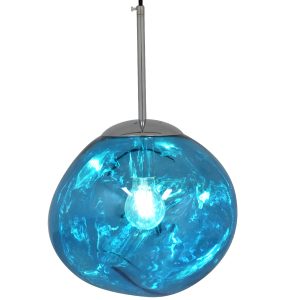 DIXAR 01463 Μοντέρνο Κρεμαστό Φωτιστικό Μπάλα Μονόφωτο 1 x E27 IP20 Μπλε Γυαλί – Μ28 x Π28 x Υ40cm