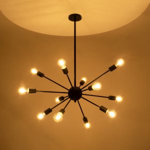 MILANO 01486 Μοντέρνο Φωτιστικό Οροφής Πλέγμα Πολύφωτο 12 x E27 IP20 Μαύρο Μέταλλο – Μ80 x Π80 x Υ80cm