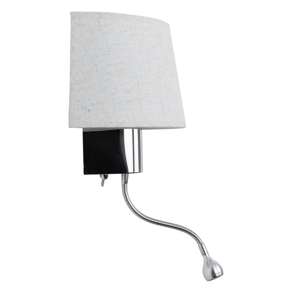 ELEGANT 01493 Μοντέρνο Επιτοίχιο Φωτιστικό Απλίκα με LED Βραχίονα Δίφωτο 1 x E27 IP20 Λευκό Ύφασμα με Ασημί Μέταλλο - Μ26.5 x Π15 x Υ43cm - Image 3