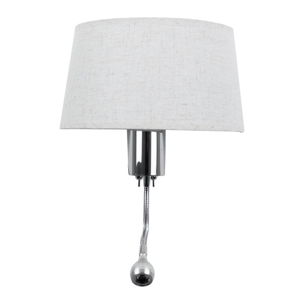ELEGANT 01493 Μοντέρνο Επιτοίχιο Φωτιστικό Απλίκα με LED Βραχίονα Δίφωτο 1 x E27 IP20 Λευκό Ύφασμα με Ασημί Μέταλλο - Μ26.5 x Π15 x Υ43cm - Image 4