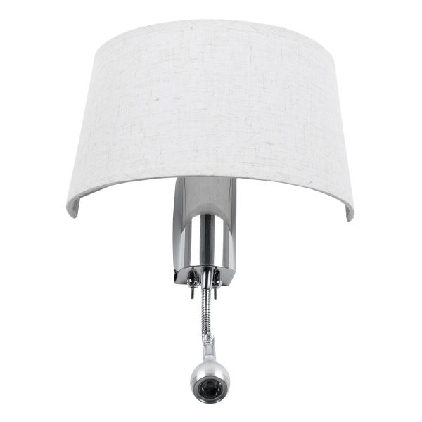 ELEGANT 01493 Μοντέρνο Επιτοίχιο Φωτιστικό Απλίκα με LED Βραχίονα Δίφωτο 1 x E27 IP20 Λευκό Ύφασμα με Ασημί Μέταλλο - Μ26.5 x Π15 x Υ43cm - Image 5