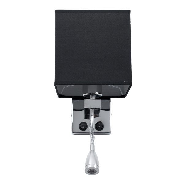 ELEGANT 01494 Μοντέρνο Επιτοίχιο Φωτιστικό Απλίκα με LED Βραχίονα Δίφωτο 1 x E27 IP20 Μαύρο Ύφασμα με Ασημί Μέταλλο - Μ17 x Π21 x Υ43cm - Image 5